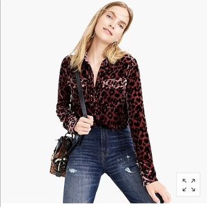 J. Crew classic-fit shirt in velvet leopard